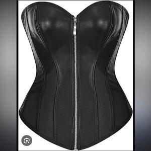 Black Pleather Corset with Zipper- like new, worn once